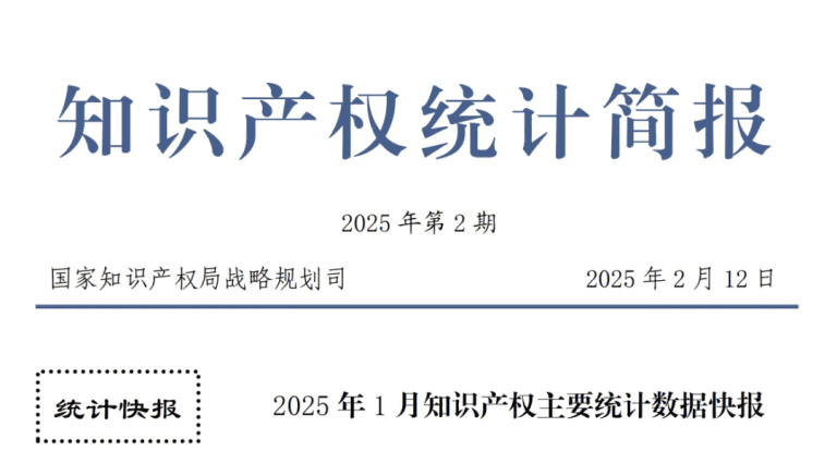 2025年1月中国知识产权主要统计数据快报